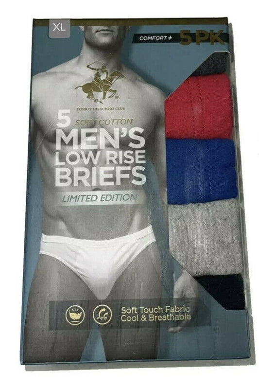 Beverly Hills XL 5pk Mens Cotton Low Rise Briefs