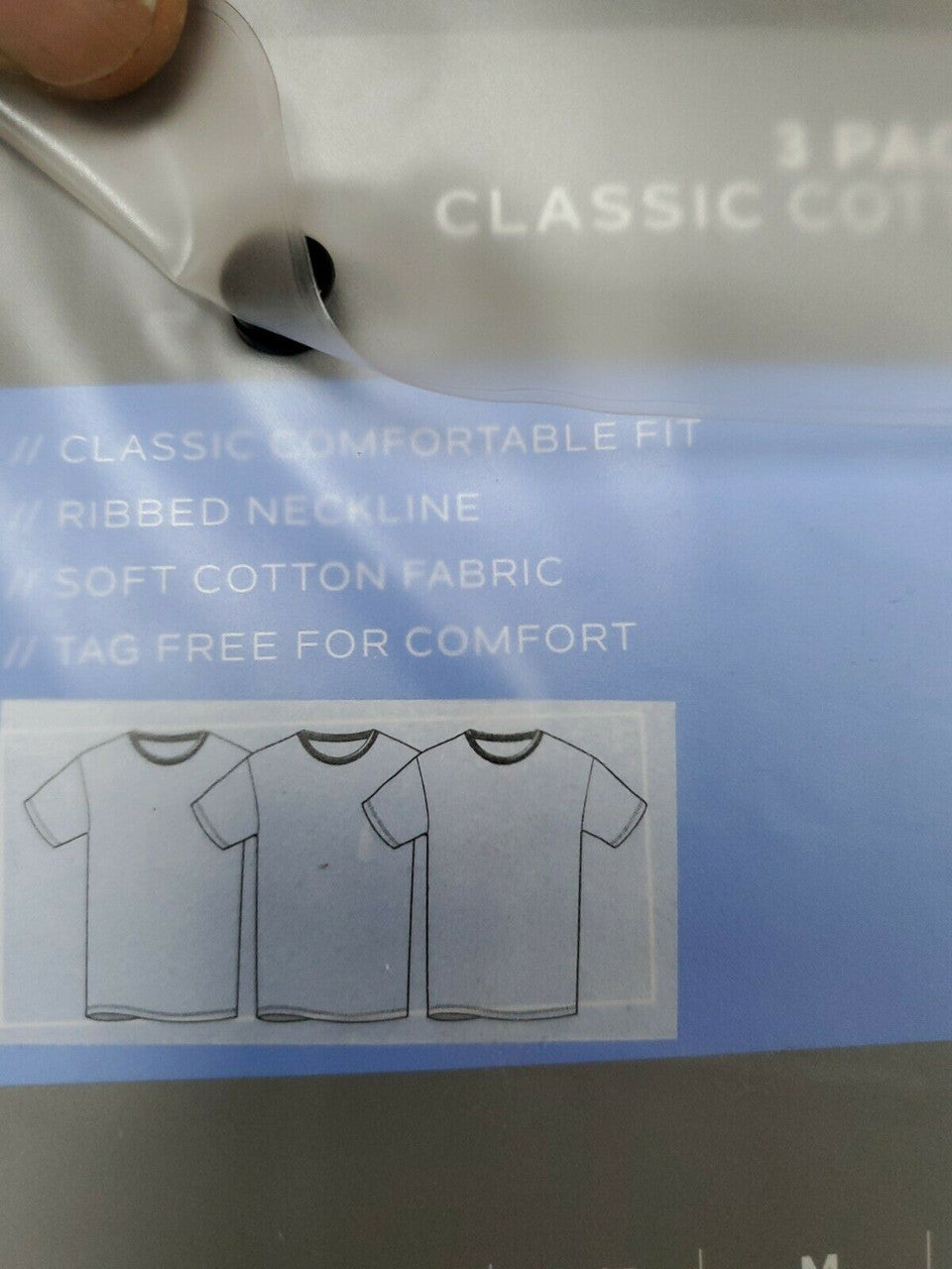 Van Heusen Classic Cotton Men's Ribbed Neck Tees White Size Medium  3 Pack