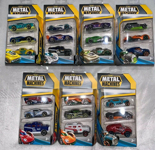 (7) Different ZURU Metal Machines Die-Cast Vehicles 3 Pack Ultimate Racing Pack