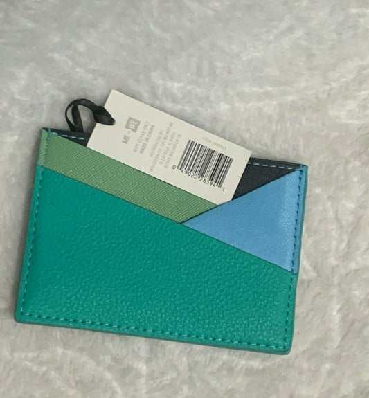 " Me To We " Card Holder Aqua Blue Green 3" x 4" Business Credit Debit Cards