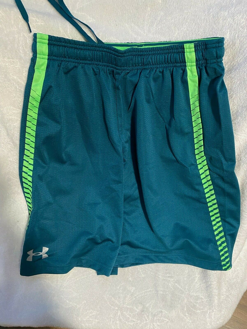 UA Under Armour Men's Tech Mesh Graphic Shorts Tourmaline Teal Steel M L XL
