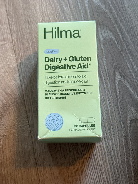 HILMA Dairy + Gluten DIGESTIVE AID 30 capsules Enzymes Bitter Herbs 05/2025