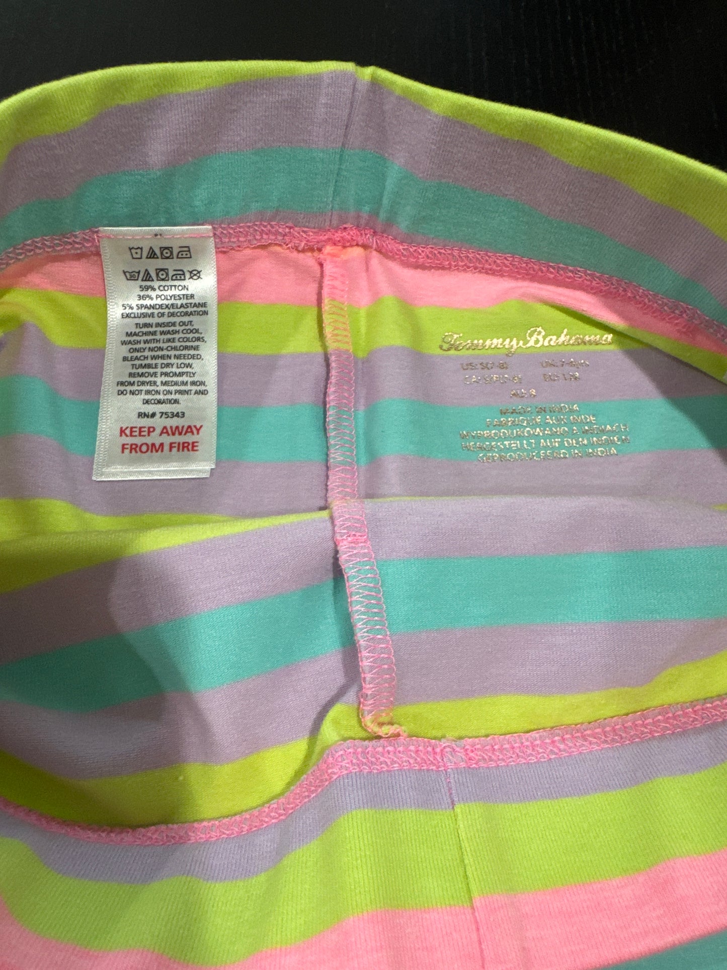 Girls’ Striped Cotton Blend Shorts – Size 7/8 – Stretch Waistband