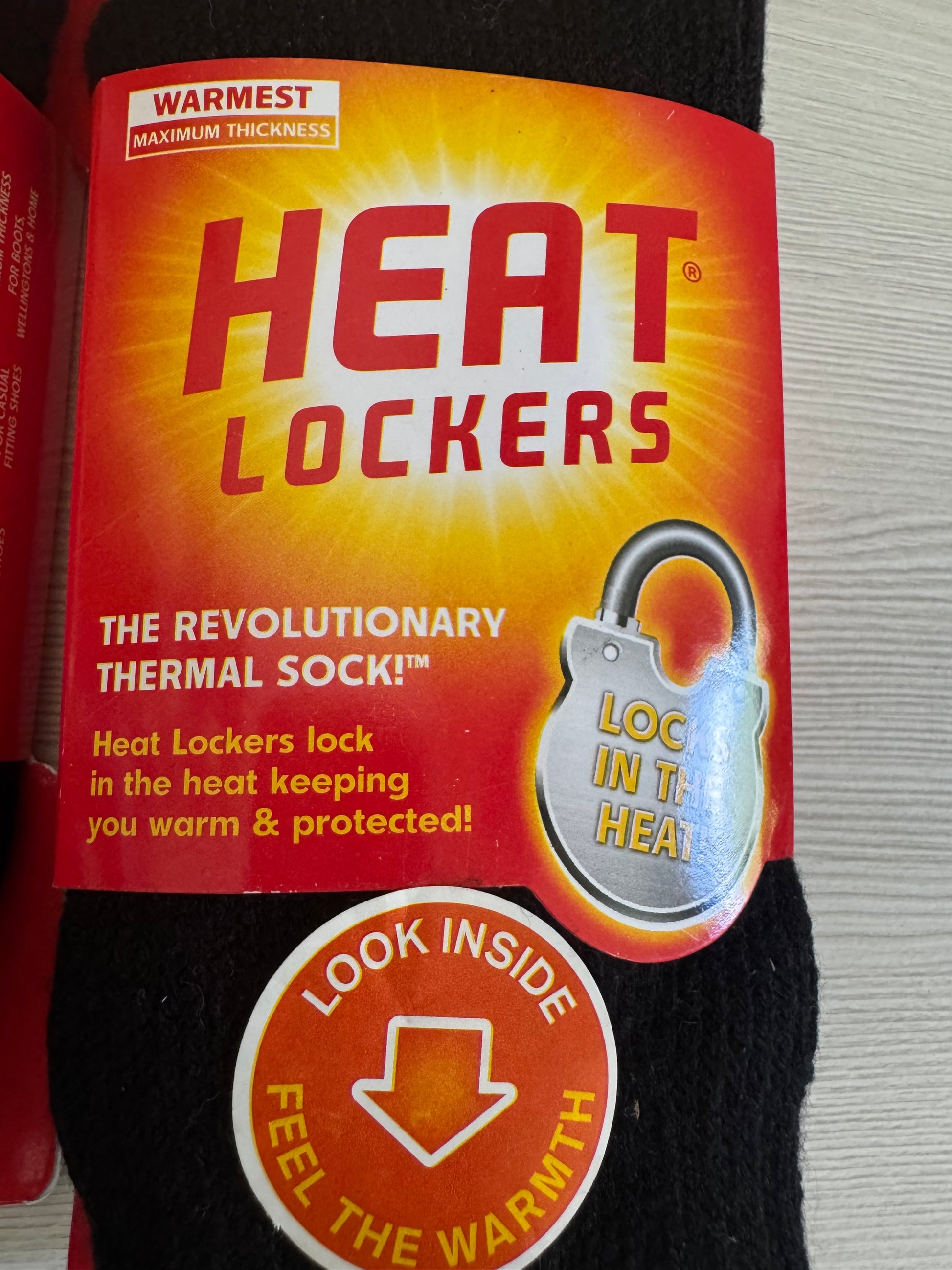 Heat Lockers warmest max thickness unisex thermal socks with brushed lining and red packaging