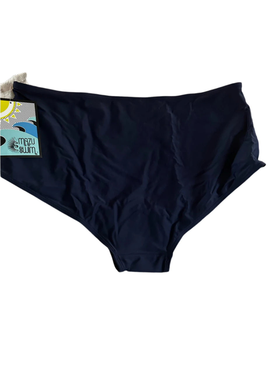 Plus-size 24W navy high-rise swim brief bottom with full coverage